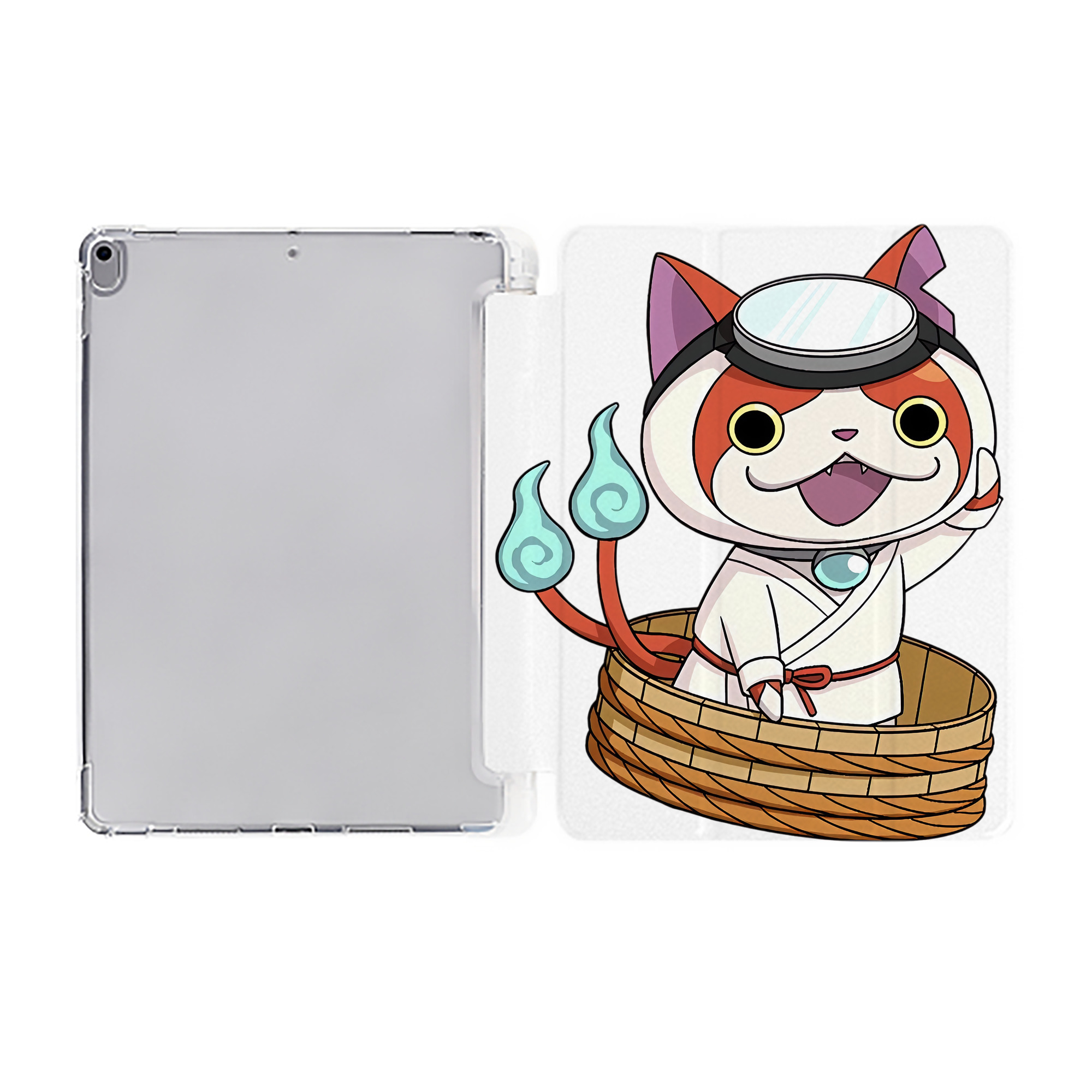 （画像用） 妖怪ウォッチ Yo-kai Watch IPad ケース ペン収納付き 三つ折りスタンド PUレザー×シリコン 対応機種9.5/10.5/10.9インチ